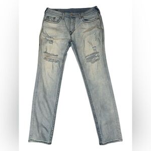Men’s True Religion Rocco Relaxed Skinny Big T Jeans Y2K 36x32 Denim